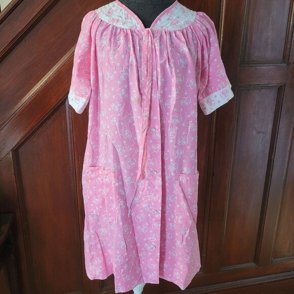 Kelly Reed Pink Floral Nightgown With Pockets & Snap Closures Womens Small - Picture 1 of 7